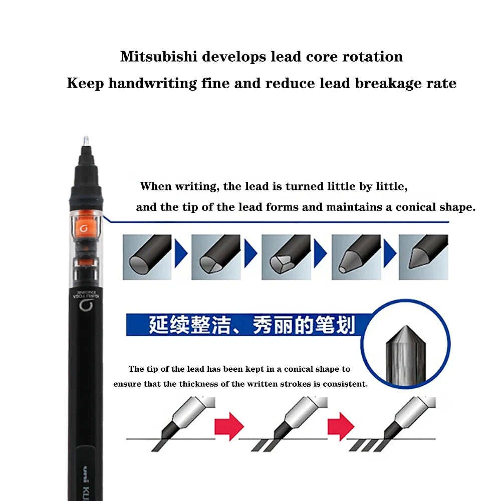 UNI KURUTOGA Mechanical Pencil M5-452 Creative Writing Continuous Sketch 0.5mm Lead Automatic Rotating Mechanical Pencil