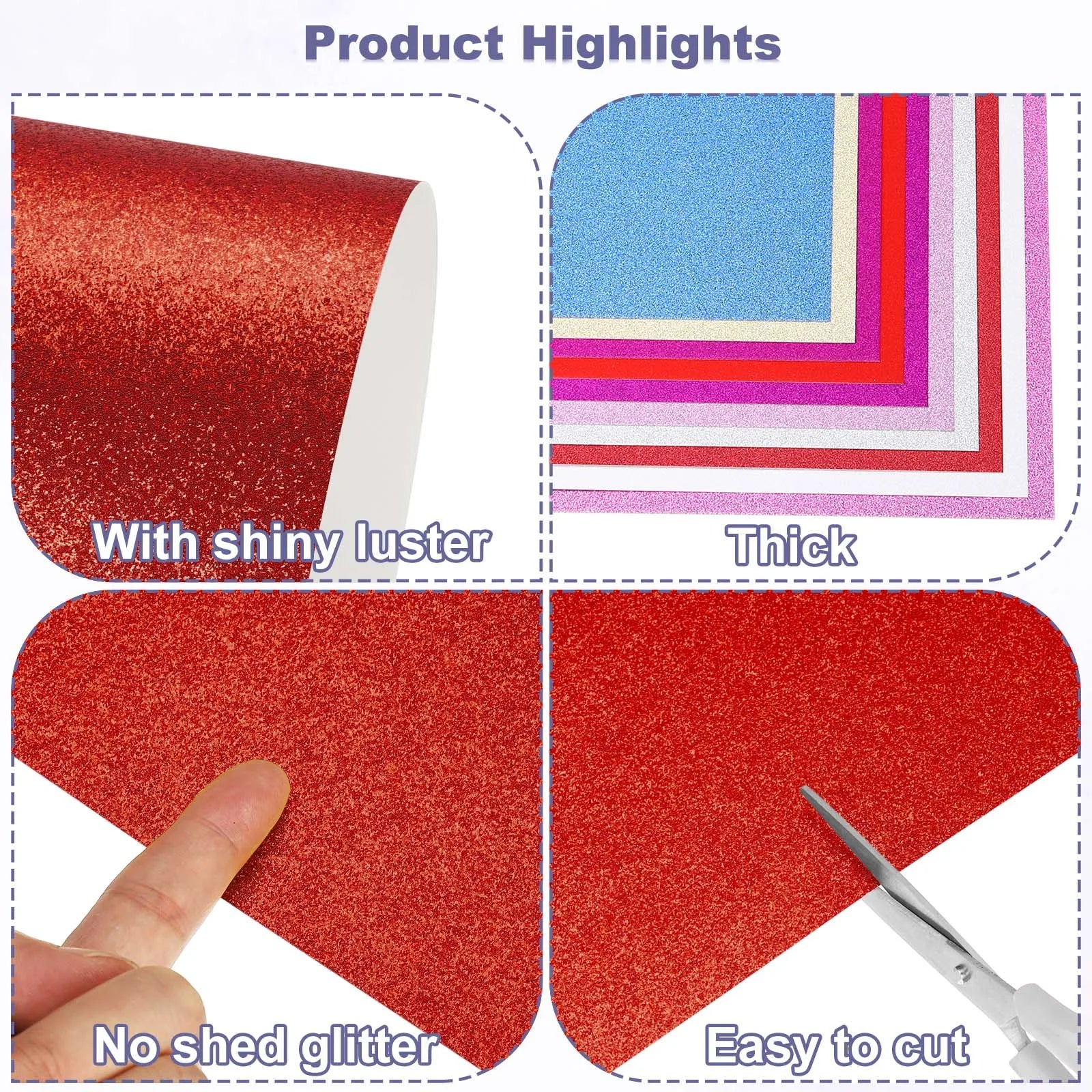 40Sheets A4 Glitter Cardstock Glitter Paper Card Stock Shiny Scrapbook 250gsm Sparkly Paper Large Shimmer for Scrapbook DIY Art