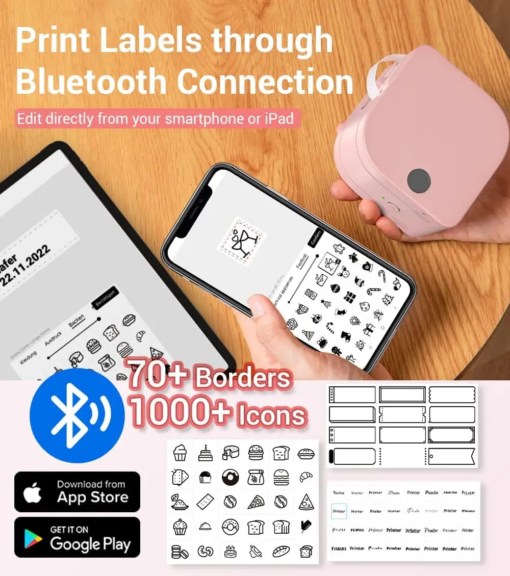 Phomemo P12 Label Maker with Tape Mini Label Printer Machine for Stain Ribbon Portable Bluetooth Label Printer Best Gift