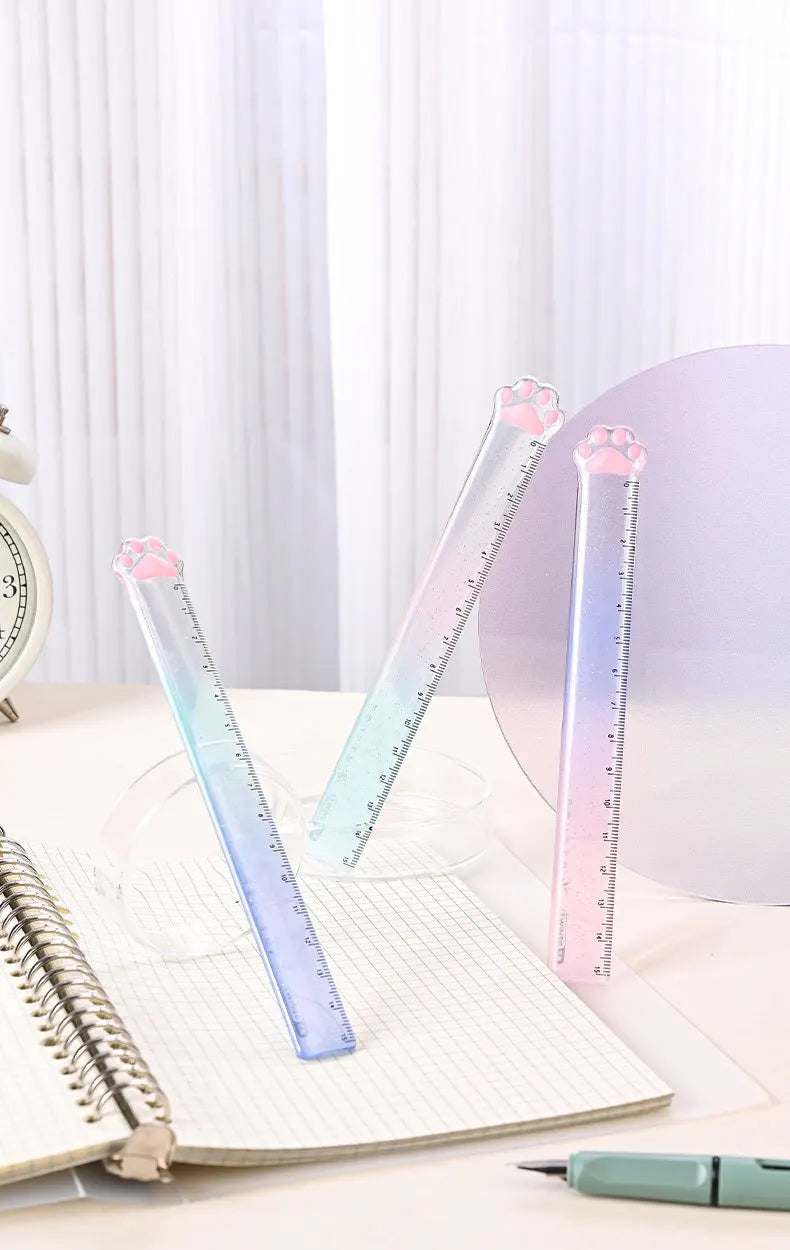 15M Cat Claw Cute Straight Ruler Gradient Measuring Tool Korean Style School Stationery Supply Kawaii Accessories