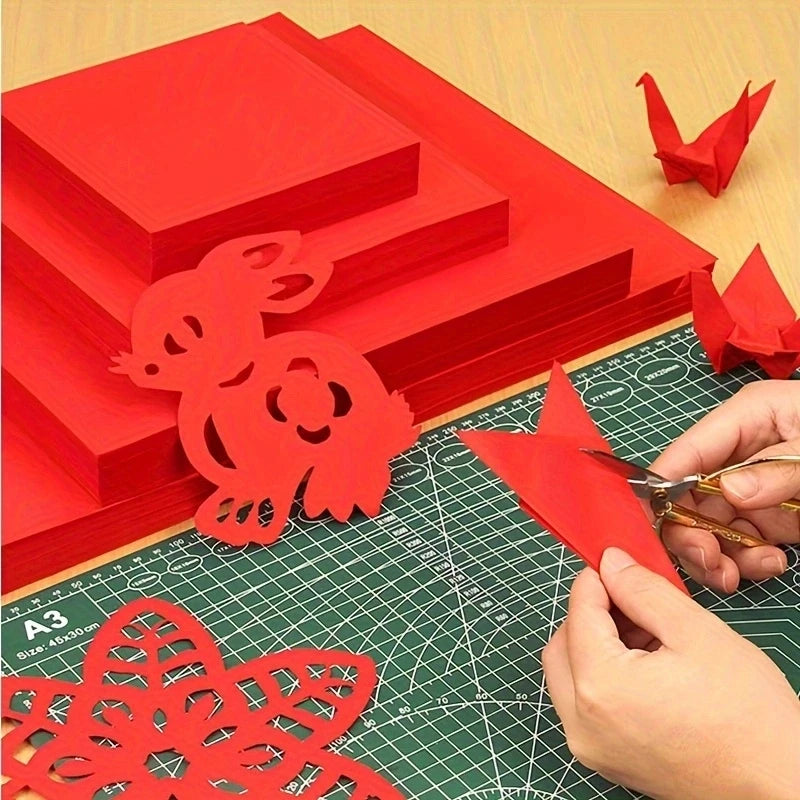 100pcs Red Double Sided Origami Handmade Square Paper cutting DIY Scrapbooking Craft A4 80gsm Copy Paper Inkjet Laser Printing