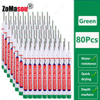 1-90Pcs Waterproof White Long Head Markers Pen 2cm Woodworking Deep Hole Marker Pens Metal Carpenter Black/Red/Blue/Green Ink