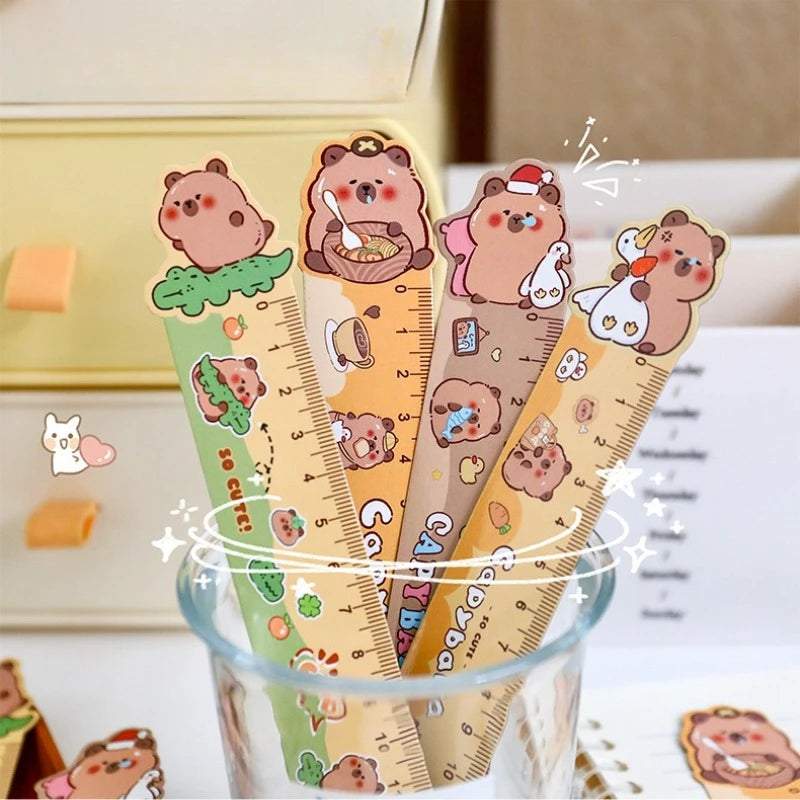 Cartoon Capybara Magnetic Bookmark Ruler Cute Irregular Drawing Ruler for Students Creative Kawaii Kids School Stationery