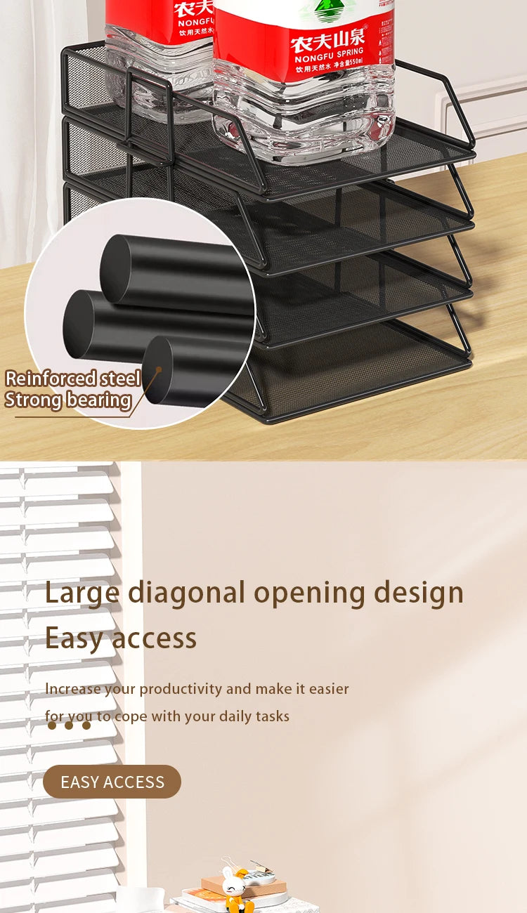 Metal desktop file rack, bookcase, office file storage box, multi-layer iron file frame, data storage, folder shelving