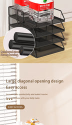 Metal desktop file rack, bookcase, office file storage box, multi-layer iron file frame, data storage, folder shelving