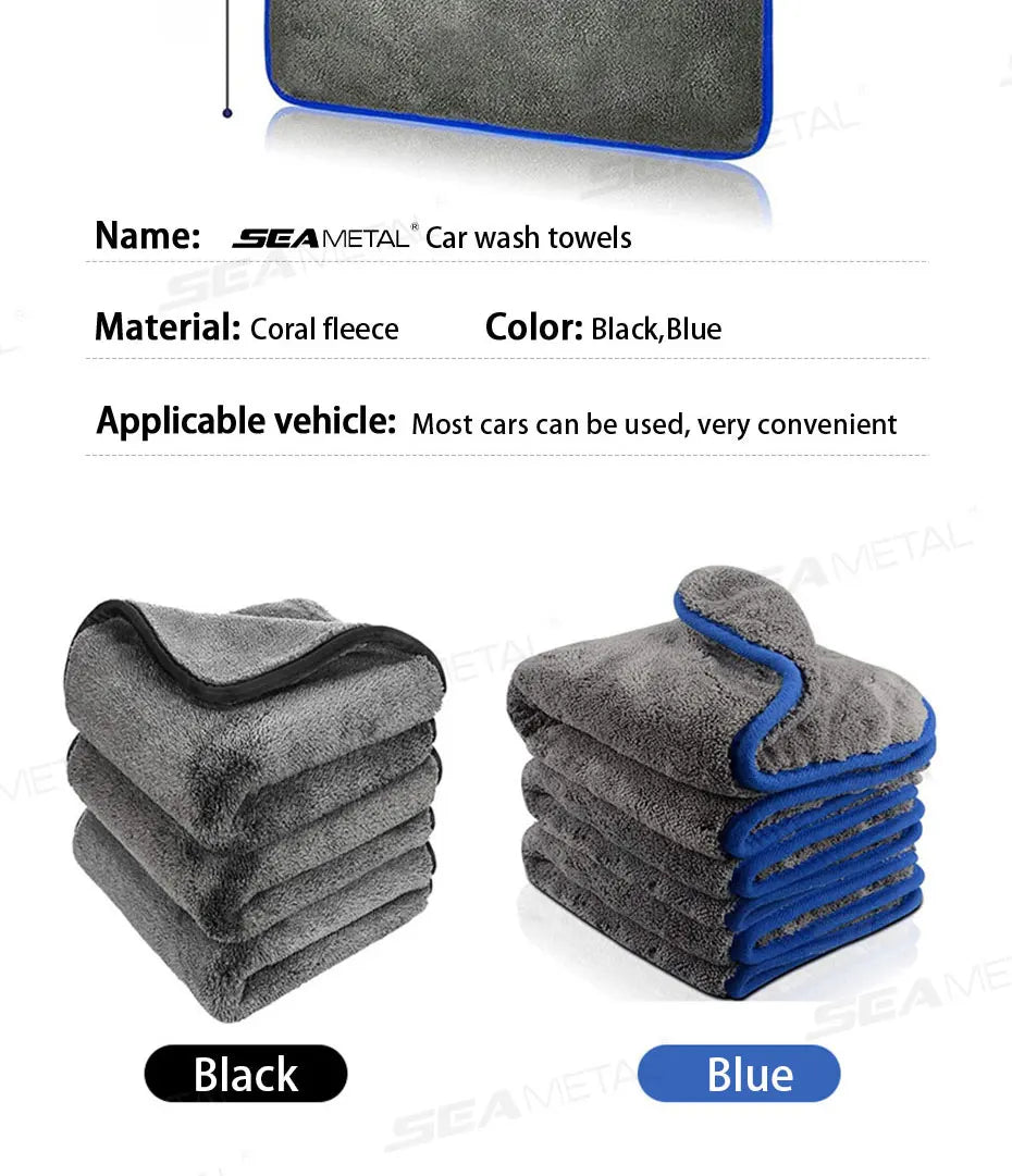 SEAMETAL Thicken Car Cleaning Towel 1200GSM Super-Absorption Microfiber Washing Towel Ultra-Soft Scratch-Free Car Drying Cloth