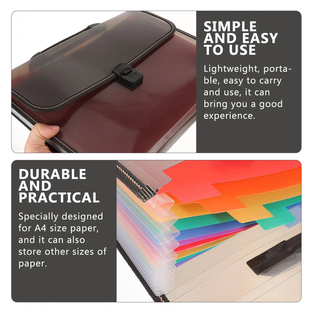 A4 Size Expanding Accordion File Folder Portable Document Organizer for Papers Receipts Bills Coupons Tickets Business Cards