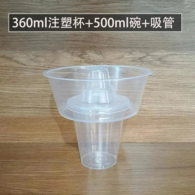 50pcs Disposable Hot Pot Cups Fried Chicken Fruit Creative Cup Holder Bowl Drink Cup Packaging Takeout Disposable Milk Tea Cups