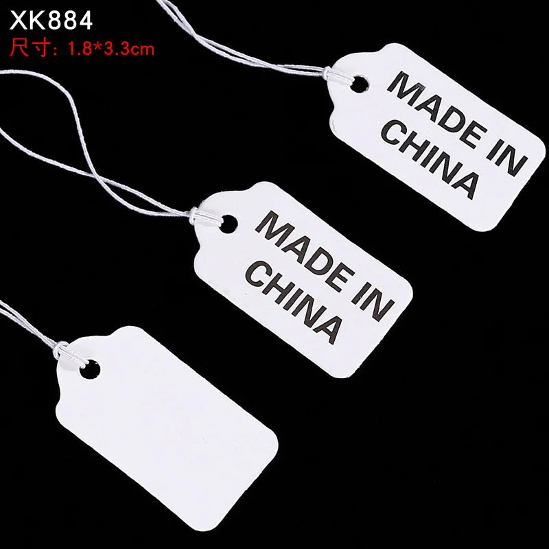 100pcs Jewelry and Jewelry Small Tags DIY Blank Hanging Rope Small Hang Tags Cowhide Elastic Thread Hanging Tags Price Tag
