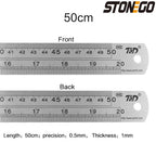 Stainless Steel Ruler Set 6 8 12 16 20 Inch Metal Rulers High Precision Double-Sided Engineering Drawing Office School Tools