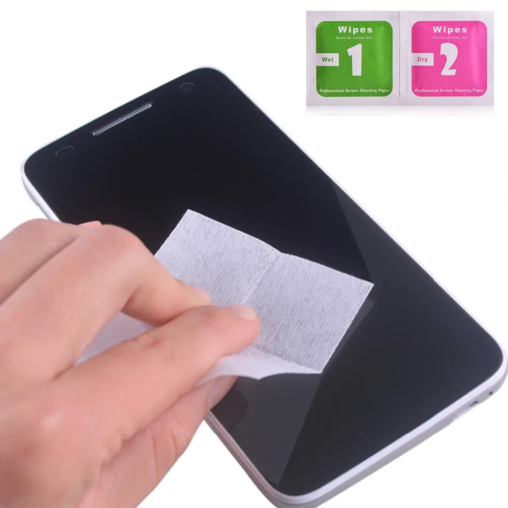 200Pcs Mobile Phone Screen Cleaning Wipes Wet Dry Alcohol Wipe Pack Clean Camera Lens Glass Optical Tablet Dust Removal Stickers