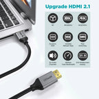 QGeeM 8K HDMI Cable HDMI 2.1 Wire for Xiaomi Xbox Serries X PS5 PS4 Chromebook Laptops 120Hz HDMI Splitter Digital Cable Cord 4K