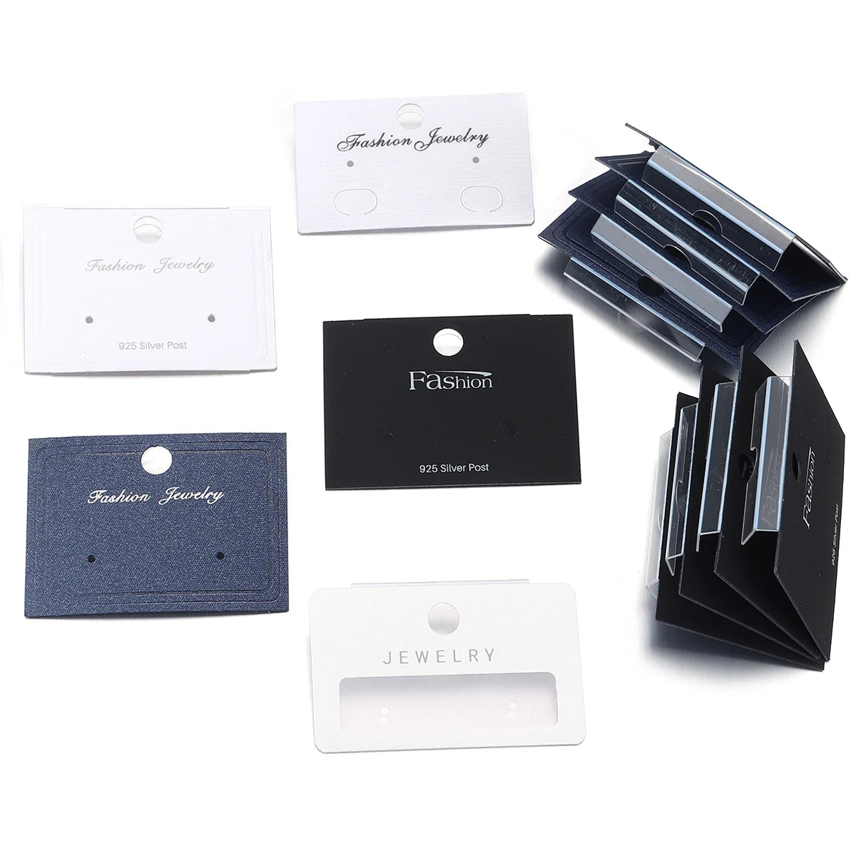 20Pcs/lot Earring Display Cards Earrings Packaging Card Hanging Hook 925/Blank Silver Mark Jewelry Storage Price Tag Supplies