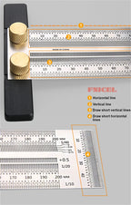 Precision Marking Ruler 200/300/400mm Stainless Steel Marking T-Rule 180mm Angle Ruler Automatic Pencil Scribing Mark Line Gauge