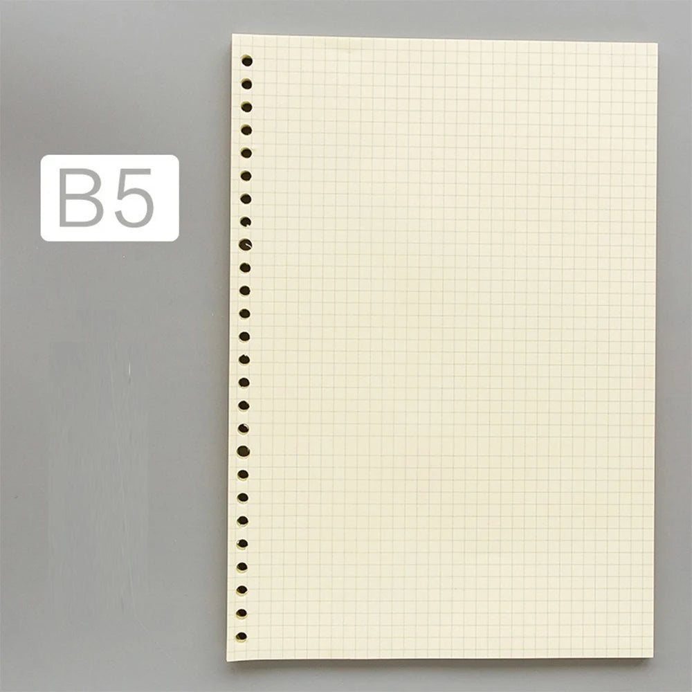 PLRBOK 50 Sheets 100 Pages A5 B5 A4 Loose Leaf Paper Binder Inner Pages 20/26/30 Holes Office Accessories Notebook Stationery