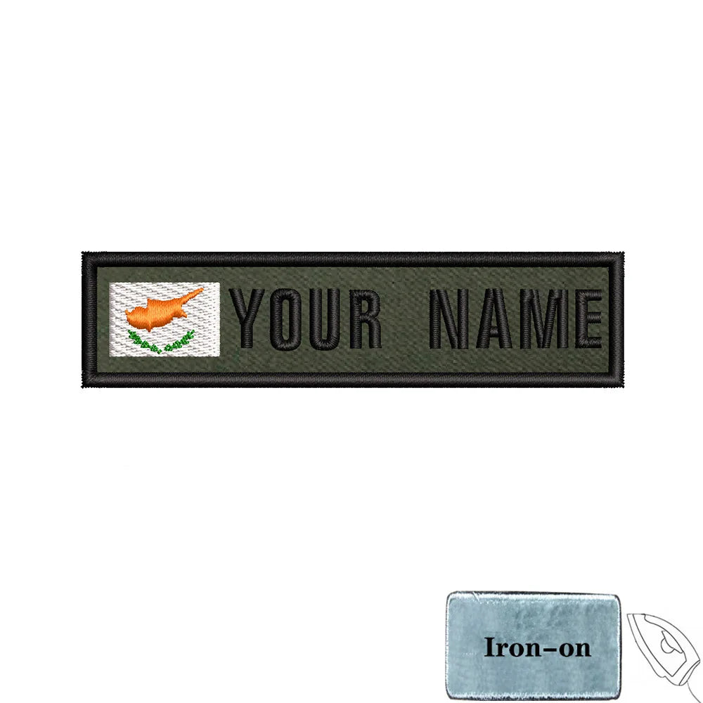 1PC 10cmX2.5cm Custom Name Flag Patch Stripes Badge Iron On Or Hook Loop Armband Germany Luxembourg Armenia Serbia green