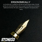 STONEGO 0.38mm Extra Fine Nib Fountain Pen, Black Metal Calligraphy Writing Gift Pen