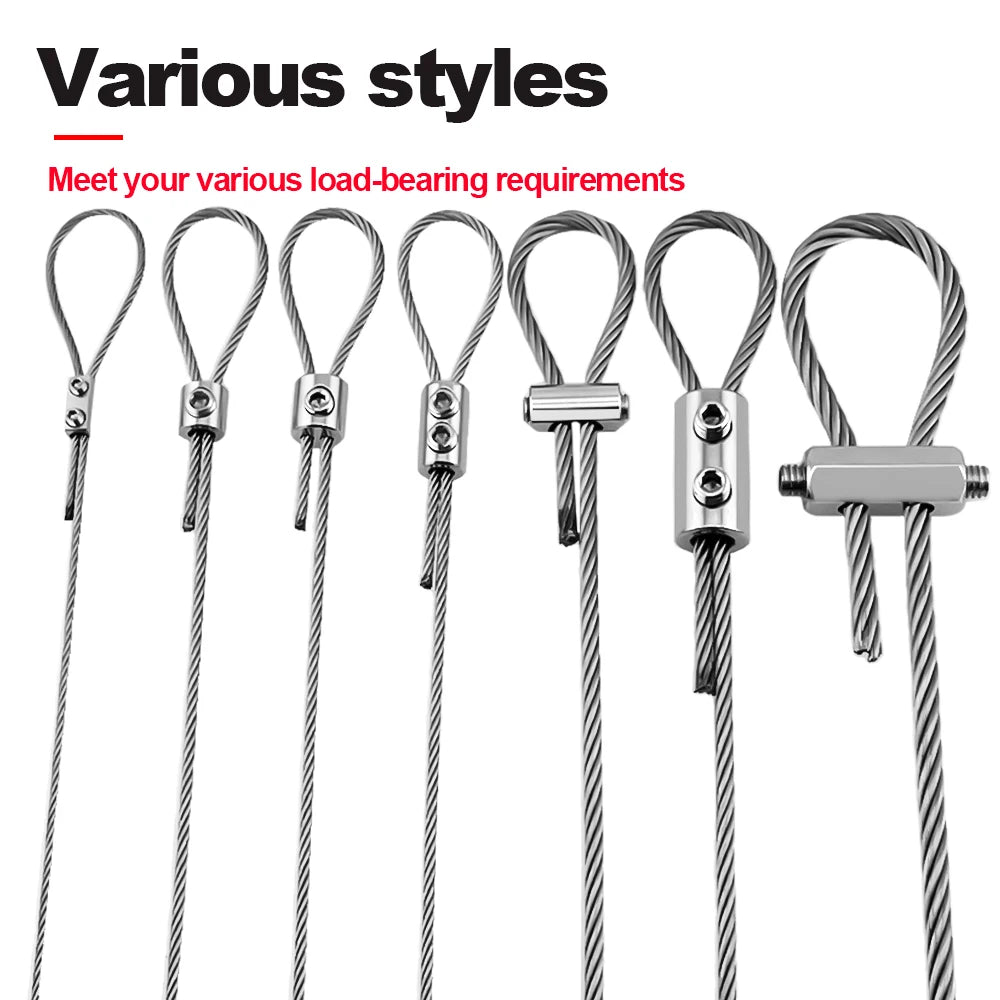 0.8-2mm Steel Wire Rope Clamp Stainless Steel Cable Copper Metal Hanging Clip Adjustable Screws Fixed Hardware Accessories