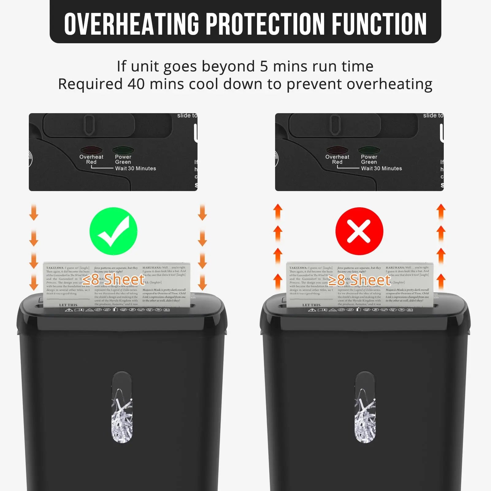 Home Office Paper Shredder, 10-Sheet Strip Cut P-2 Security Level, CD & Credit Card Shredder, Low-Noise Jam-Proof, 5-Min Continuous Shredding, 3.17-Gallon Clear Basket
