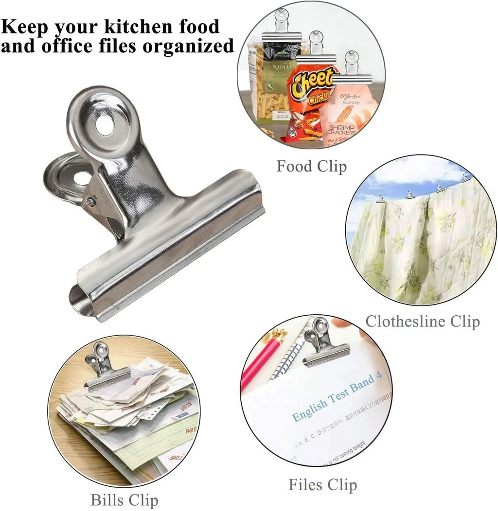 6Pcs Metal Paper Clip Foldback Metal Binder Clips Multi-functional Clamp Binder Paper Clips Office School Stationery Supplies