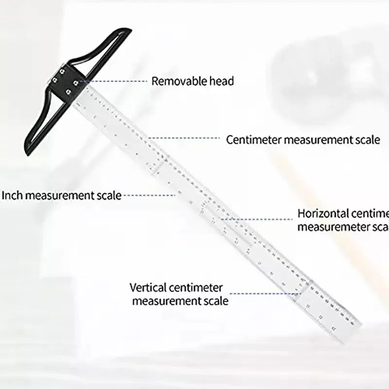 T Square Ruler 45/60/70/80cm Plastic Drafting Ruler Removable T Head Drawing Drafting Tool Design Art Supplies