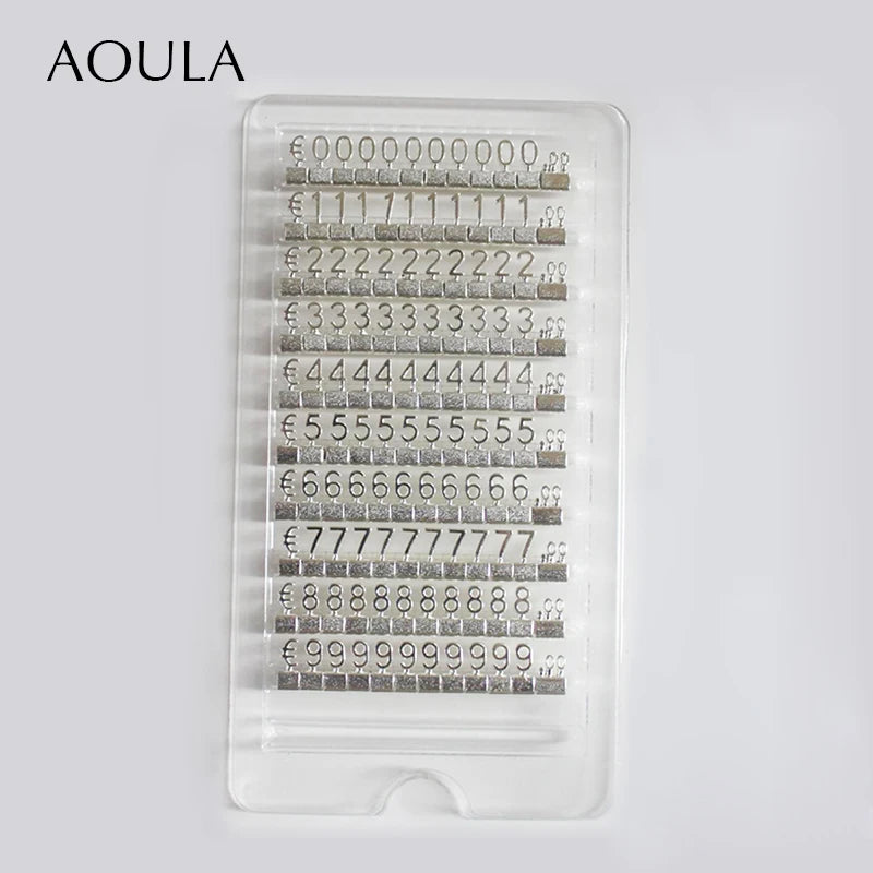 Lot of 10 Metal Mould Assembly Pricing Numbers Stickers Display Tags Digit Cube for Jewelry Shop Counter Price Number Sign Lable