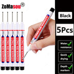 1-90Pcs Waterproof White Long Head Markers Pen 2cm Woodworking Deep Hole Marker Pens Metal Carpenter Black/Red/Blue/Green Ink