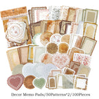 Journamm 100pcs/pack Creative Memo Pads Set DIY Scrapbooking School Supplies Collage Stationery Junk Journal Vintage Notes Paper