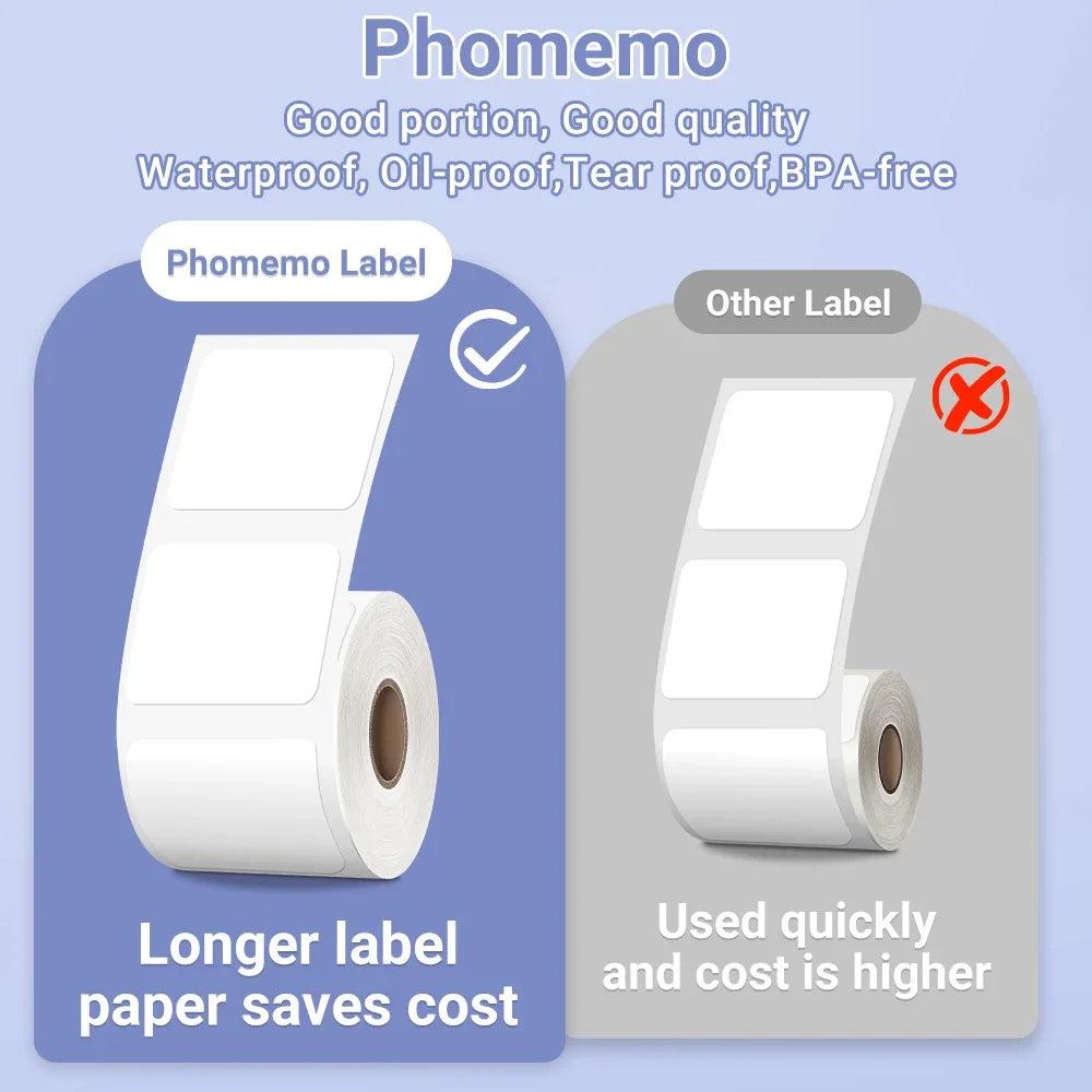 Phomemo Label For M110/M220/M221 Mini Printer Portable Thermal Label Stickers Self-Adhesive Waterproof Label Maker Sticker New