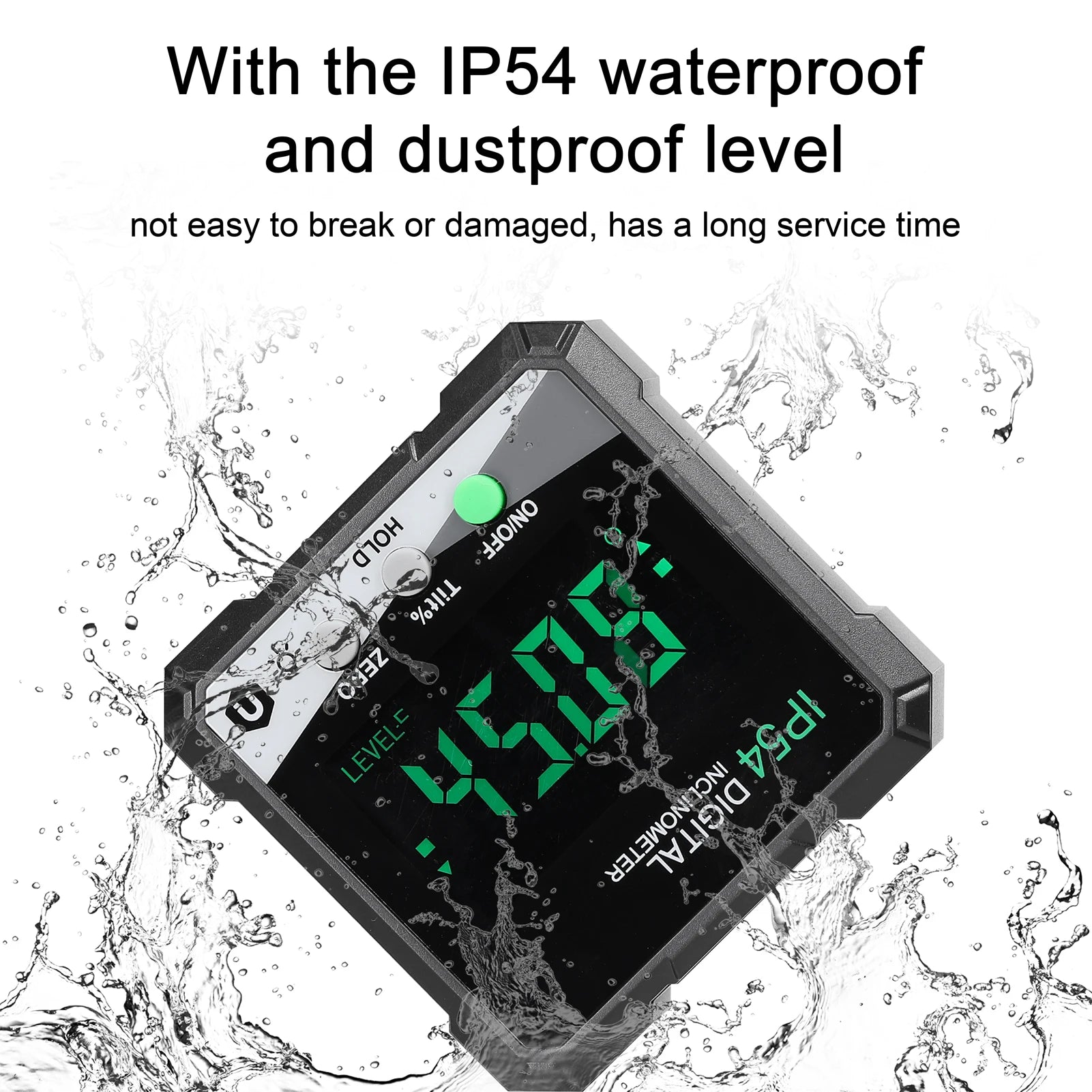 IP54 4x90° Portable Digital Inclinometer LCD Backlight Digital Protractor Slope Meter Digital Angle Ruler Single Side Magnetics