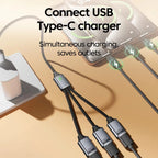 NNBILI 3 in 1 USB A/Type C Splitter HUB Expansion Cable Multi Port Expander Phone Charger  Adapter OTG Charging For Phone Table