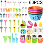 Mini Fruit Forks For Children Kids Cute Animal Food Picks Snack Toothpicks With Vegetable Cutter Set Silicone Lunch Box Dividers