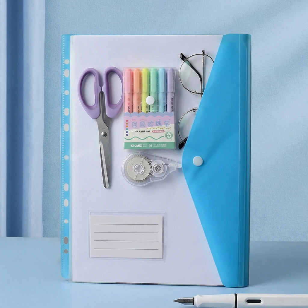 3-6pc 11Hole Binder Ring Folder A4 Large Capacity Loose Leaf Folders Portable School Student Exam Paper Storage Office Organizer