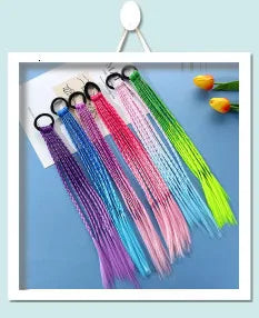 New Girls Colorful Wigs Ponytail Headbands Rubber Bands Beauty Hair Bands Headwear Kids Hair Accessories Head Band Hair Ornament