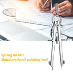Practical Bow Divider Spring Compasses Multifunction Leather Printing Protractior Compasses Drawing Tool for Engineering