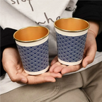 50pcs/pack 250ml Disposable Gold Foil Paper Cup Commercial Office Hot Drinks Tea Cups Coffee Cup