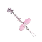 Sweet Bowknot Pendant Phone Chain Rope Wing Keychain Handmade Cellphone Strap Lanyard Acrylic Keyring Bag Ornament