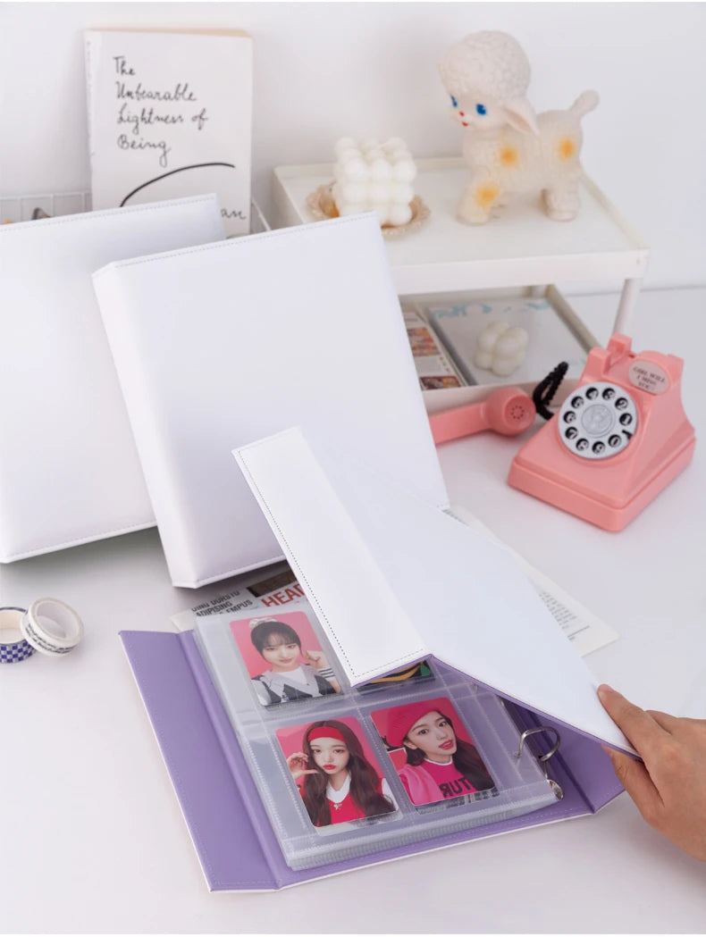 Big A5 Photocard Binder Magnetic D 3 Rings 4Grid Collect Book Kpop Photo Album PU Leather Photo Holder Korean 포카 바인더