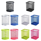 Multifunction Round/Square Mesh Pen Pot Multicolor Pen Holder Desk Tidy Stationery Organiser Pencil Storage Stationery Organiser