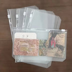 10Pcs A5 A6 A7 Binder Pockets Waterproof Zipper Pouch for 6 Ring Notebook Binder Clear Document Filing Bag Leaf Organizer Folder