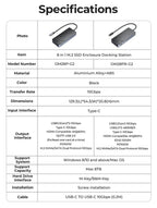 ORICO M.2 SSD Enclosure USB C Hub Splitter PD100W Extension Docking Station 10Gbps M2 NVMe SATA External Case 4K 60Hz HDMI-Com