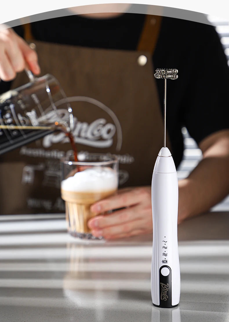 Bincoo-Electric Coffee Milk Maker, Handheld Household Mixer, Adjustable Double-Headed Gear