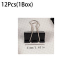 12Pcs/1BOX Binder Clip Clamps Long Tail Combination Folder Bookmark Paper Ticket Clips Effortless School Office Supplies
