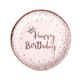 New Rose Gold Birthday Party Paper Tableware Disposable Set,Come with Dining Plate,Napkin Cup and Straw Party Supplies Tableware