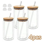 16OZ DIY Snowglobe Tumbler with Pre Drilled Hole Reusable Plastic Water Bottles Break-Resistant Mason Jar Cups for Holiday Gifts
