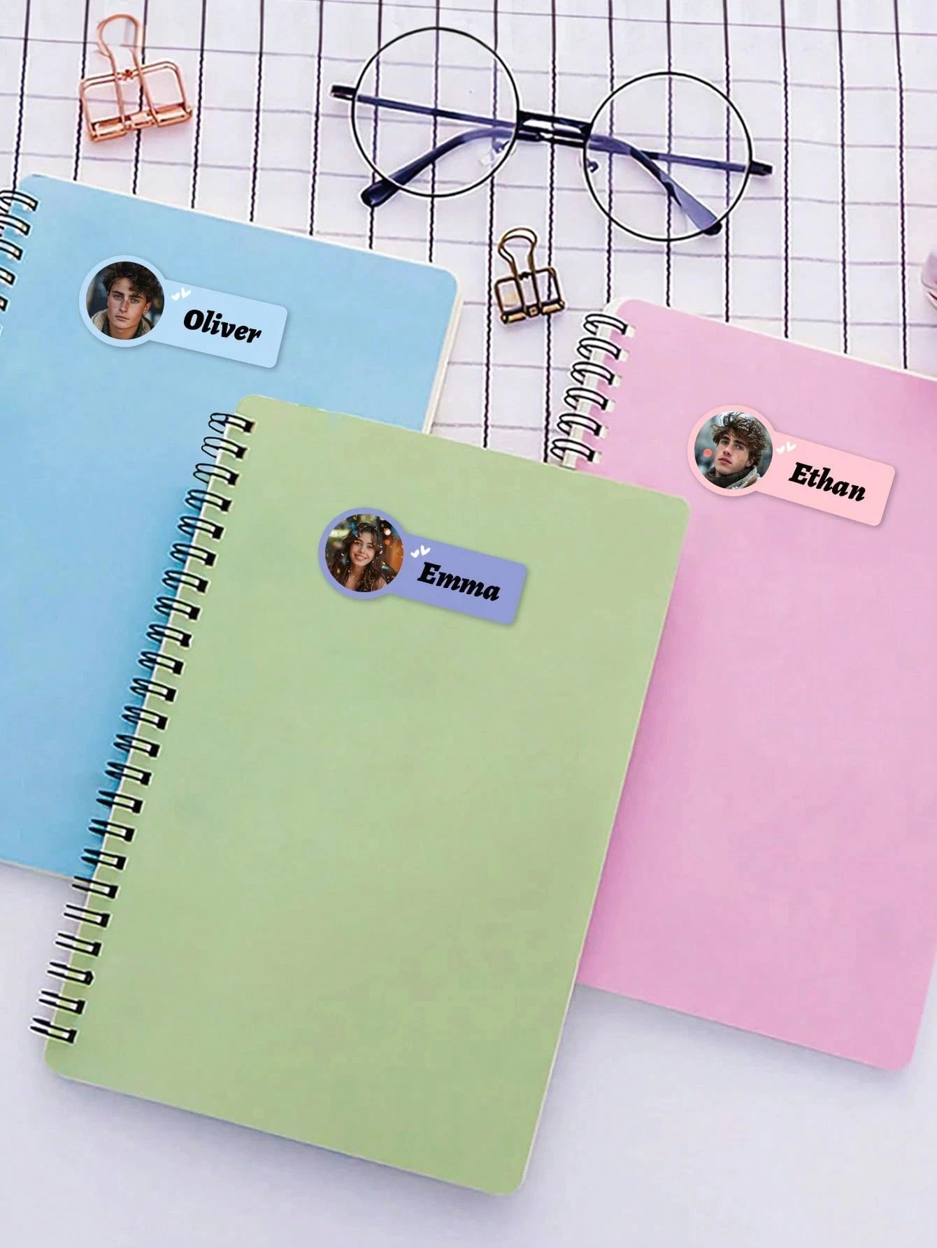 60-240PCs Custom Photo Name Stickers,4*1.8CM Personalized Markers For Special Items,Customized Name Photo Label,Waterproof Vinyl