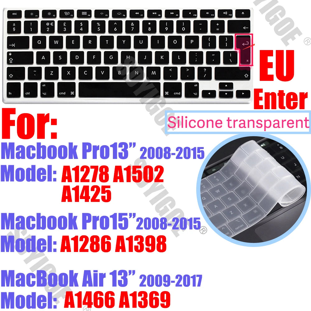 Silicone Keyboard Cover for All MacBook Air/Pro 13 14'15'16 inch,M1,M2,M3 M4 M5 Chip Model A2918,A2992,A3113,A2337,A2941 US & EU