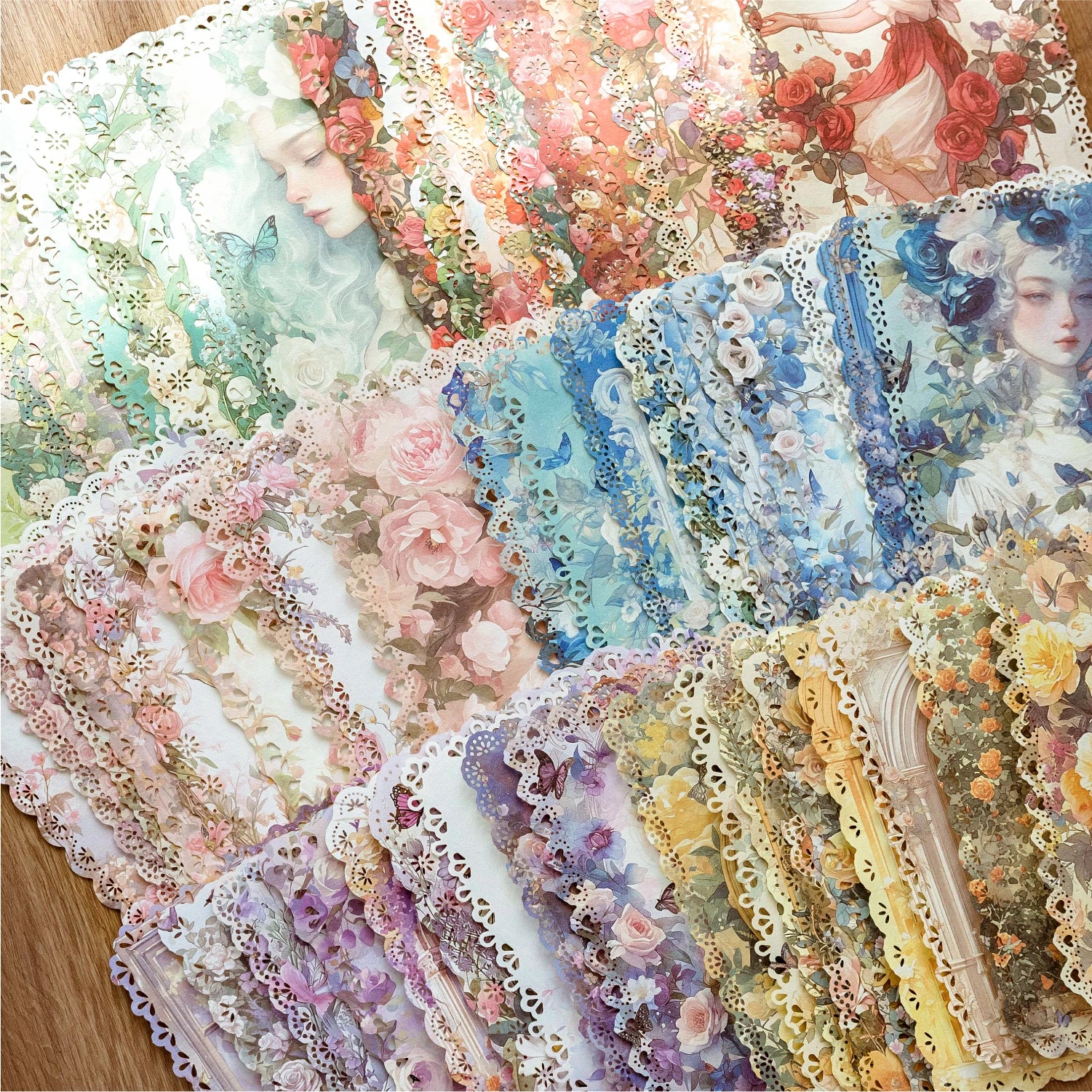 Mr. Paper 2Packs Laser Cut Lace Paper Card Stock Vintage DIY Journal Scrapbook Frame Album Dairy Decoration Layering Supplies