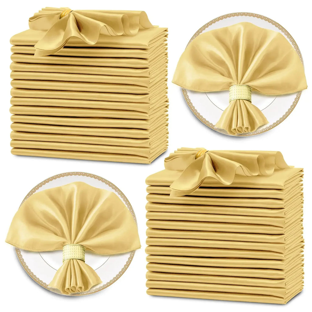 12 Pack Satin Cloth Napkins, 30x30cm Silky Wedding Napkins Cloth, Luxury Dining Table Cloth Napkins for Birthday Holiday Party