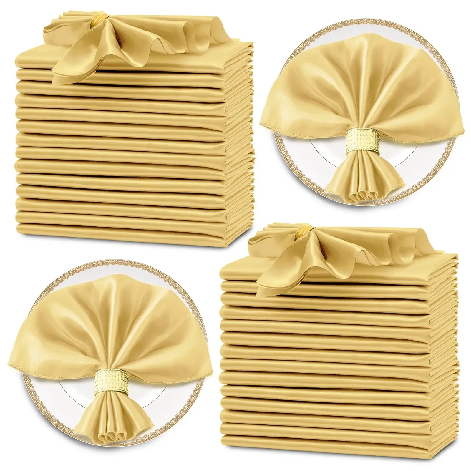 12 Pack Satin Cloth Napkins, 30x30cm Silky Wedding Napkins Cloth, Luxury Dining Table Cloth Napkins for Birthday Holiday Party